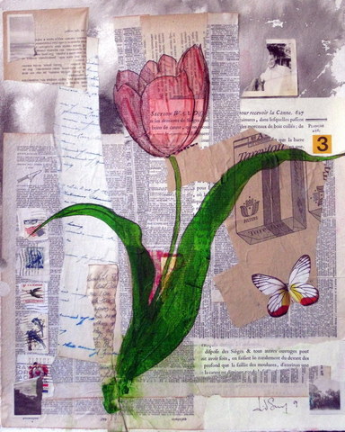 Cigarettes Butterfly Tulip Collage Fragments Jpg