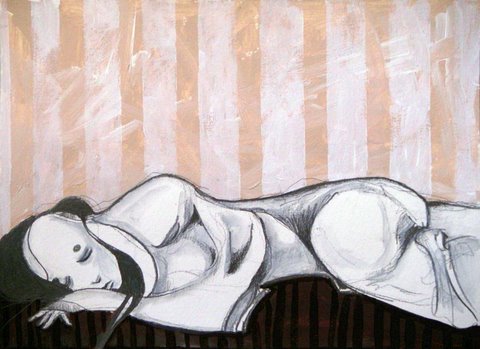 Sleeping Woman Butoh Tan Stripe Sweeney Jpg
